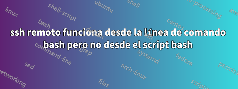 ssh remoto funciona desde la línea de comando bash pero no desde el script bash