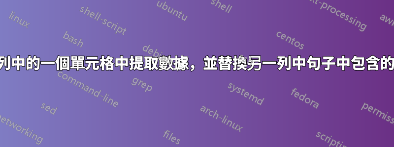 從一列中的一個單元格中提取數據，並替換另一列中句子中包含的文本