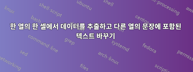 한 열의 한 셀에서 데이터를 추출하고 다른 열의 문장에 포함된 텍스트 바꾸기