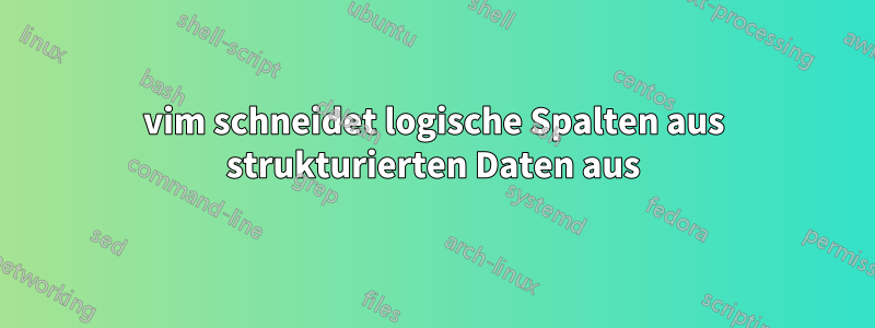 vim schneidet logische Spalten aus strukturierten Daten aus