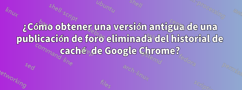 ¿Cómo obtener una versión antigua de una publicación de foro eliminada del historial de caché de Google Chrome?