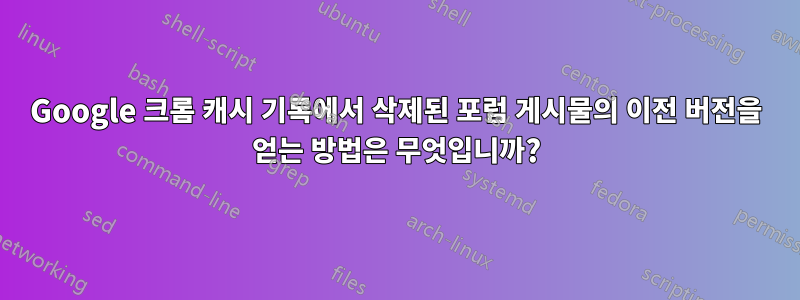 Google 크롬 캐시 기록에서 삭제된 포럼 게시물의 이전 버전을 얻는 방법은 무엇입니까?