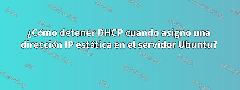 ¿Cómo detener DHCP cuando asigno una dirección IP estática en el servidor Ubuntu?