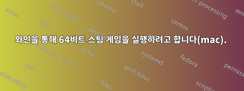 와인을 통해 64비트 스팀 게임을 실행하려고 합니다(mac).