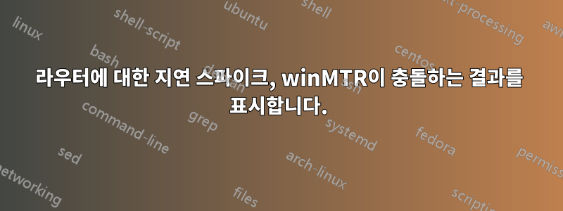 라우터에 대한 지연 스파이크, winMTR이 충돌하는 결과를 표시합니다.