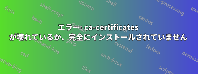 エラー: ca-certificates が壊れているか、完全にインストールされていません