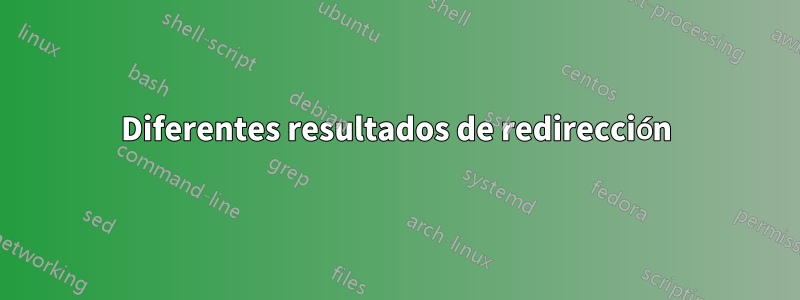 Diferentes resultados de redirección
