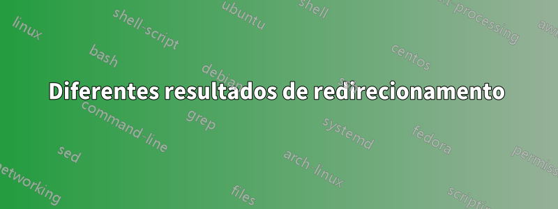 Diferentes resultados de redirecionamento