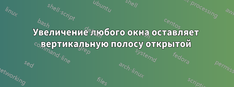 Увеличение любого окна оставляет вертикальную полосу открытой