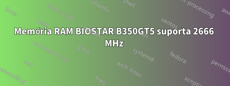 Memória RAM BIOSTAR B350GT5 suporta 2666 MHz