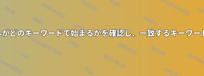 リストからセルがどのキーワードで始まるかを確認し、一致するキーワードを返します。