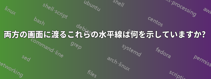 両方の画面に渡るこれらの水平線は何を示していますか?