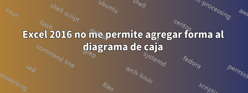 Excel 2016 no me permite agregar forma al diagrama de caja