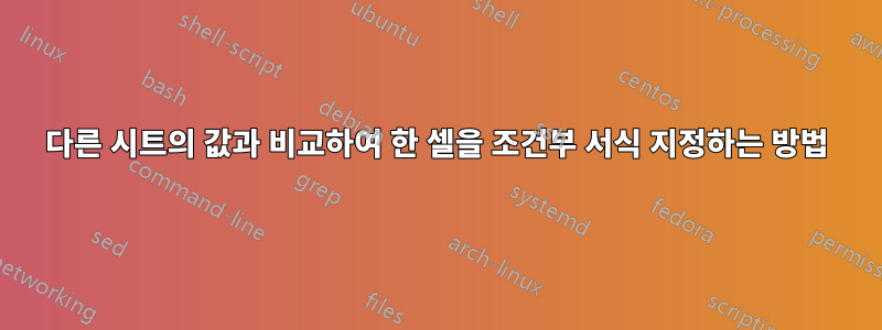 다른 시트의 값과 비교하여 한 셀을 조건부 서식 지정하는 방법