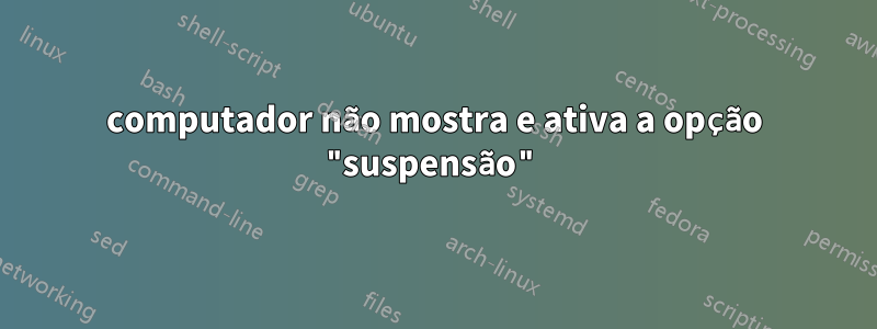 computador não mostra e ativa a opção "suspensão"