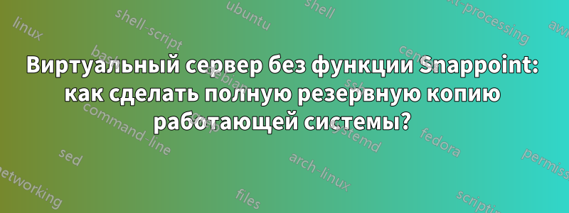 Виртуальный сервер без функции Snappoint: как сделать полную резервную копию работающей системы?