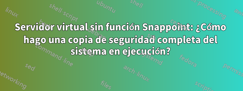 Servidor virtual sin función Snappoint: ¿Cómo hago una copia de seguridad completa del sistema en ejecución?