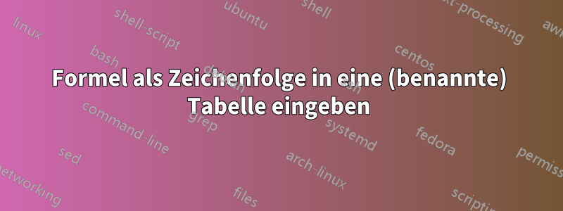 Formel als Zeichenfolge in eine (benannte) Tabelle eingeben