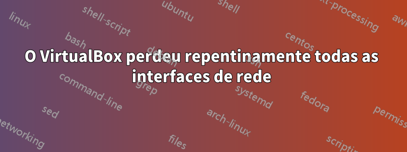 O VirtualBox perdeu repentinamente todas as interfaces de rede