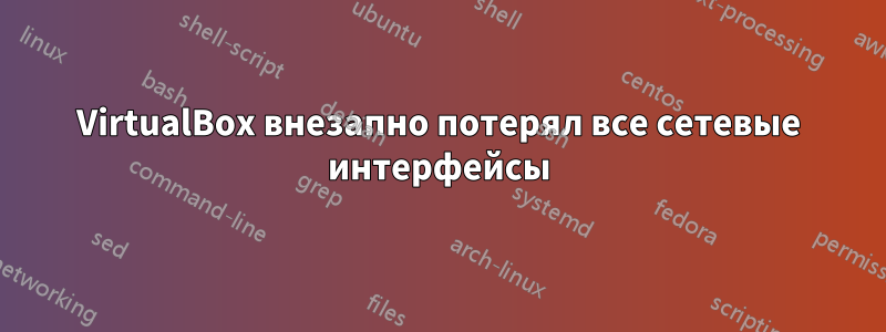 VirtualBox внезапно потерял все сетевые интерфейсы