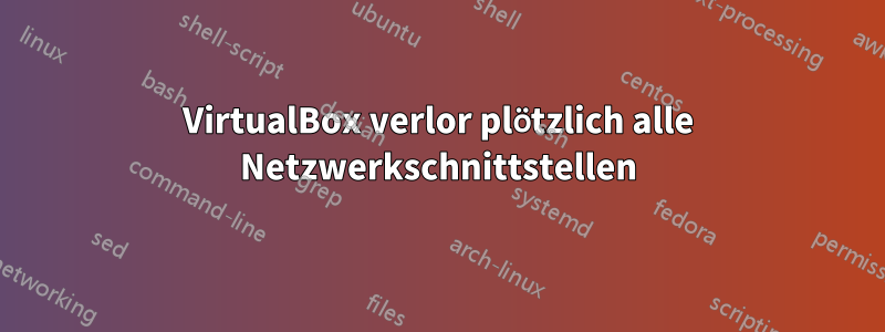 VirtualBox verlor plötzlich alle Netzwerkschnittstellen