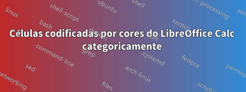 Células codificadas por cores do LibreOffice Calc categoricamente