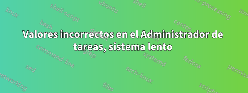 Valores incorrectos en el Administrador de tareas, sistema lento