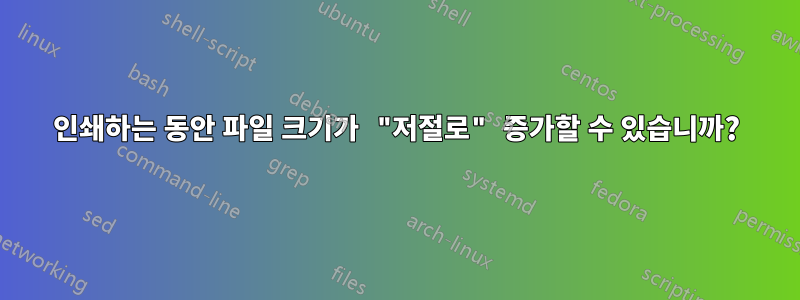 인쇄하는 동안 파일 크기가 "저절로" 증가할 수 있습니까?