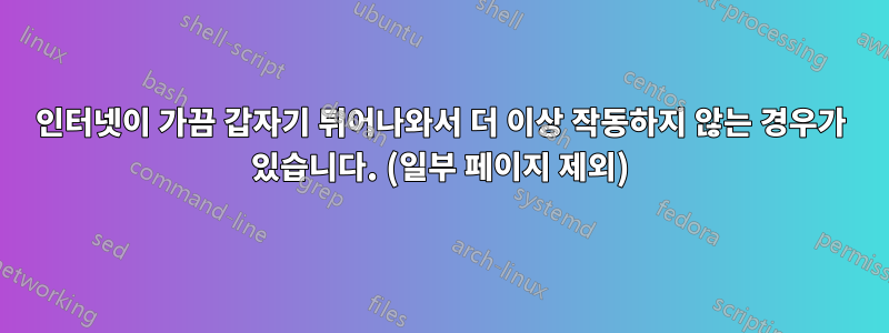 인터넷이 가끔 갑자기 튀어나와서 더 이상 작동하지 않는 경우가 있습니다. (일부 페이지 제외)