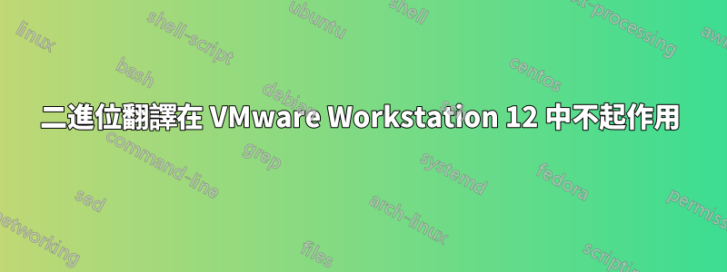 二進位翻譯在 VMware Workstation 12 中不起作用