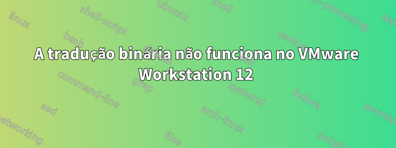 A tradução binária não funciona no VMware Workstation 12