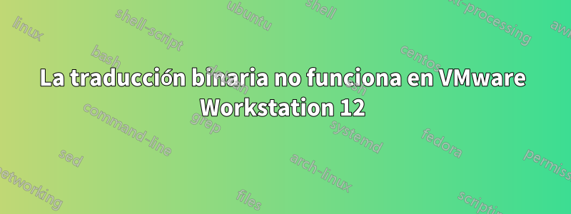 La traducción binaria no funciona en VMware Workstation 12