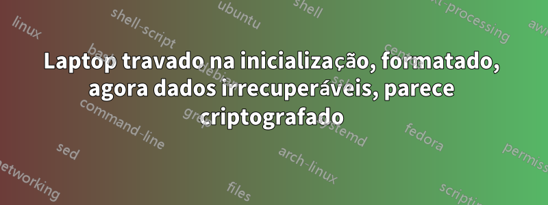 Laptop travado na inicialização, formatado, agora dados irrecuperáveis, parece criptografado