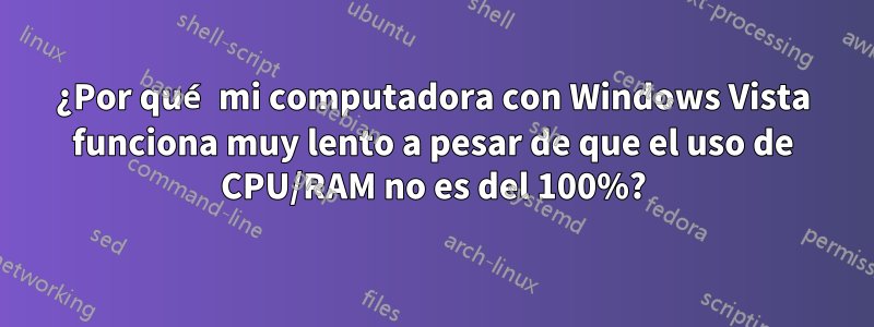 ¿Por qué mi computadora con Windows Vista funciona muy lento a pesar de que el uso de CPU/RAM no es del 100%?