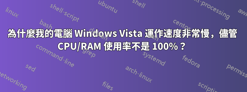 為什麼我的電腦 Windows Vista 運作速度非常慢，儘管 CPU/RAM 使用率不是 100%？