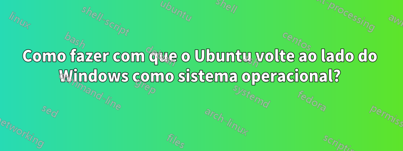 Como fazer com que o Ubuntu volte ao lado do Windows como sistema operacional?