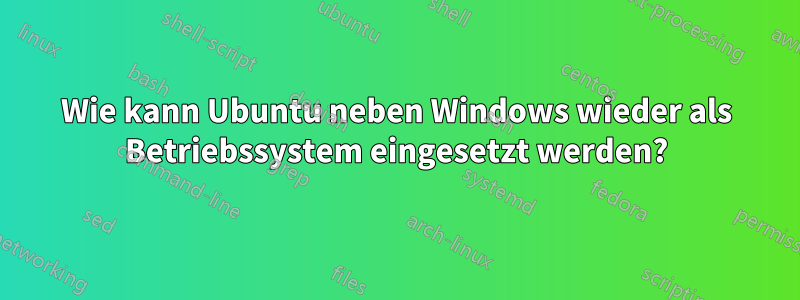 Wie kann Ubuntu neben Windows wieder als Betriebssystem eingesetzt werden?