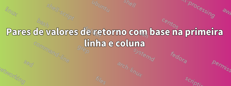 Pares de valores de retorno com base na primeira linha e coluna