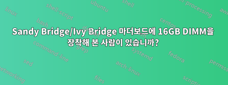 Sandy Bridge/Ivy Bridge 마더보드에 16GB DIMM을 장착해 본 사람이 있습니까?