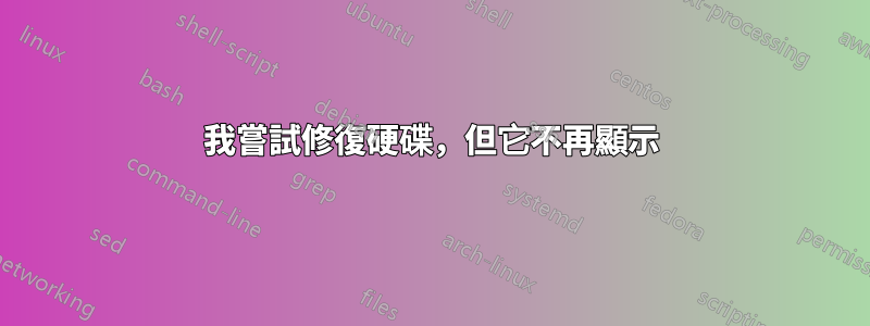 我嘗試修復硬碟，但它不再顯示