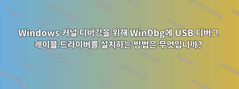 Windows 커널 디버깅을 위해 WinDbg에 USB 디버그 케이블 드라이버를 설치하는 방법은 무엇입니까?