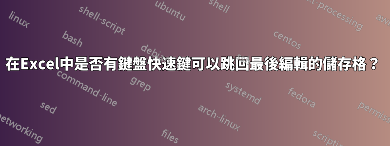 在Excel中是否有鍵盤快速鍵可以跳回最後編輯的儲存格？