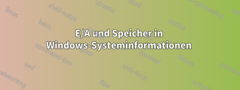 E/A und Speicher in Windows-Systeminformationen