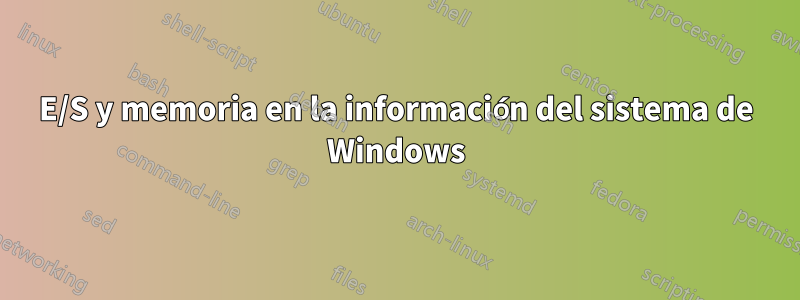 E/S y memoria en la información del sistema de Windows