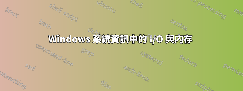 Windows 系統資訊中的 I/O 與內存