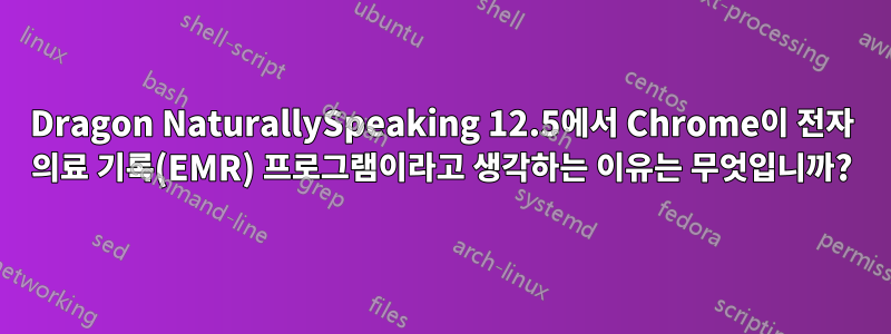 Dragon NaturallySpeaking 12.5에서 Chrome이 전자 의료 기록(EMR) 프로그램이라고 생각하는 이유는 무엇입니까?