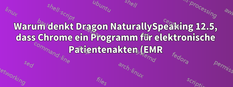 Warum denkt Dragon NaturallySpeaking 12.5, dass Chrome ein Programm für elektronische Patientenakten (EMR) ist?