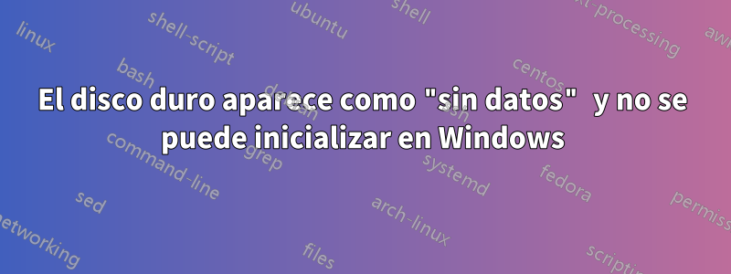 El disco duro aparece como "sin datos" y no se puede inicializar en Windows