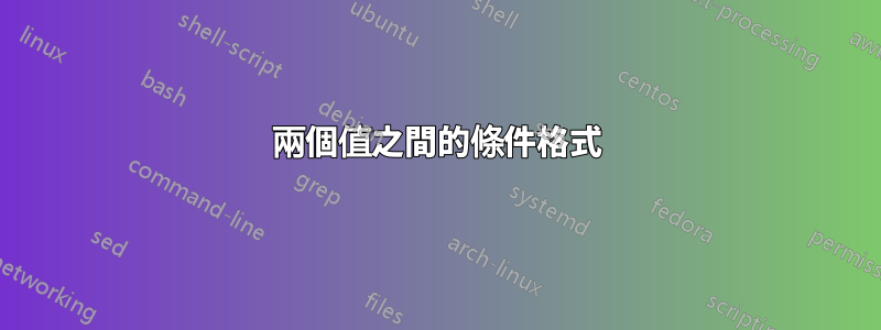 兩個值之間的條件格式