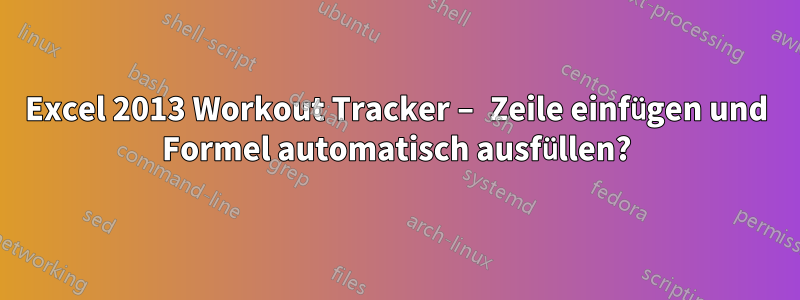 Excel 2013 Workout Tracker – Zeile einfügen und Formel automatisch ausfüllen?